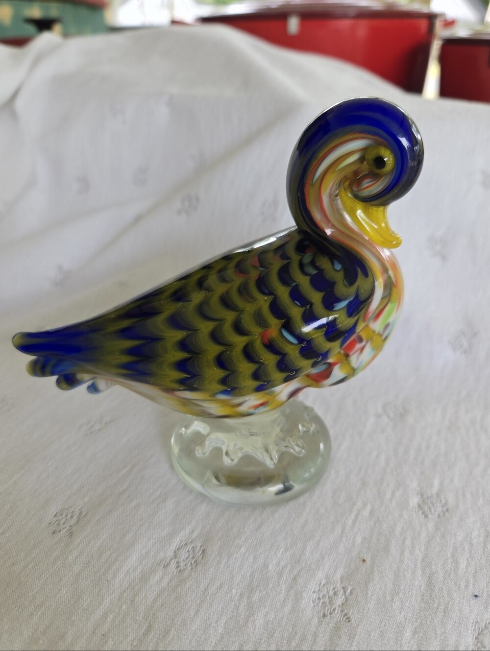 Vintage La Tour d'Argent Paris Murano Art Glass Duck Figurine Signed 5"